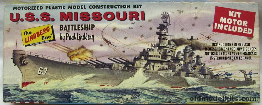 Lindberg 1/900 USS Missouri BB63 Motorized Battleship, 781-100 plastic model kit